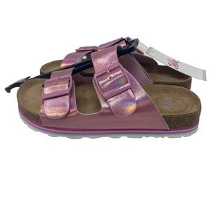 Justice Girls 2 Strap Buckle Metallic Pink Sandals Size 13 NWT